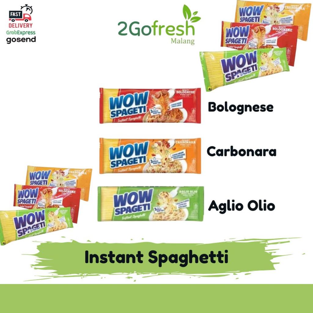 

Spageti WOW Spaghetti Instant Bolognese | Carbonara | Aglio Olio | 2Gofresh | Sayuran | Ayam | Ikan | Daging | Dapur | instant | Fresh | Halal |
