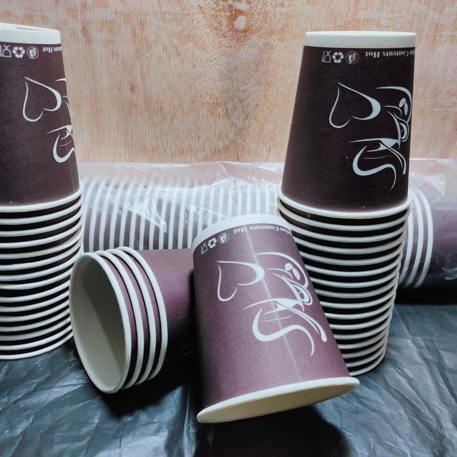 papercup / gelas kertas kopi / cup kopi motif / cup kopi polos tahan panas 8oz, 9oz isi 50pcs