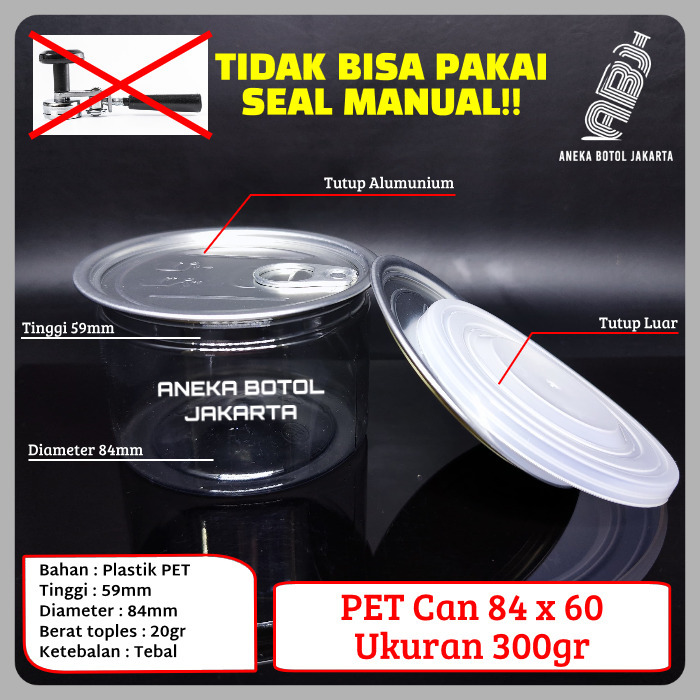 PET CAN 84x60 / Plastik can 84x60 / PET CAN 300 gr