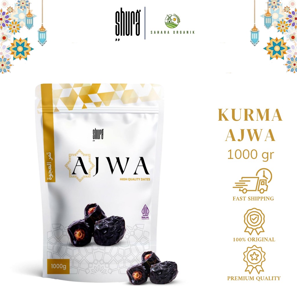

Shura Kurma Ajwa Premium 1kg Kurma Nabi Kemasan Pouch High Quality 100% Asli