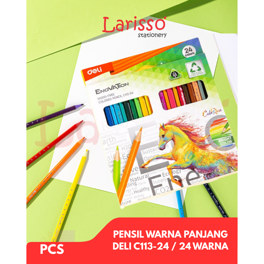 

DELI – (pcs) PULAS / Pensil warna panjang DELI ENOVATION C113-24c pulas panjang 24 warna