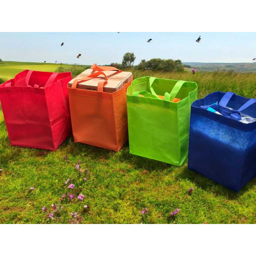1 Pack 1 Lusin isi 12 Tas Kantong Kantung Kain Goodie Bag Spunbond Sponbond Handle Tali Samping Oval Bag Box 20x21x26 22x23x28 23x24x30 CM Tas Barang Hadiah Hajatan Souvenir Toko Sepatu Aksessory Non Woven Goodie Bag  Shopping Bag