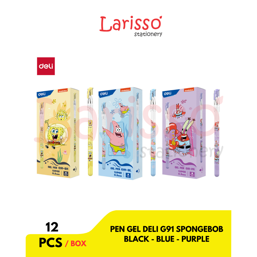 

DELI - (pcs) PEN GEL DELI G91 SPONGEBOB Warna Hitam, Biru, Ungu - Pcs