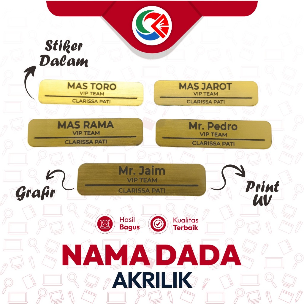 

Name Tag Nama Dada AKRILIK RESIN CUSTOM | MAGNET/PENITI