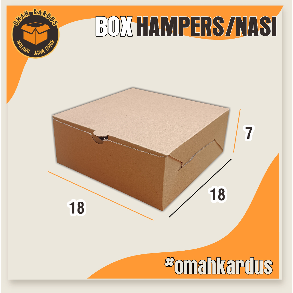 

Box Hampers/nasi Kotak 18x18x7 cm / kardus box polos / kardus diecut / box diecut / box hampers / kardus hampers / box baju / kardus baju / box hijap / kardus dus box