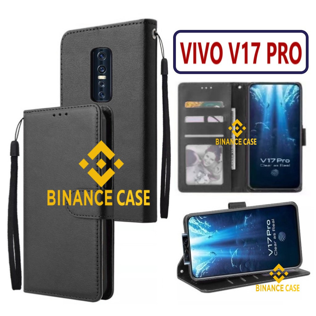 LEATHER FLIP CASE VIVO V17 PRO CASE KULIT FLIP WALLET LEATHER KULIT PREMIUM SARUNG BUKA TUTUP KESING