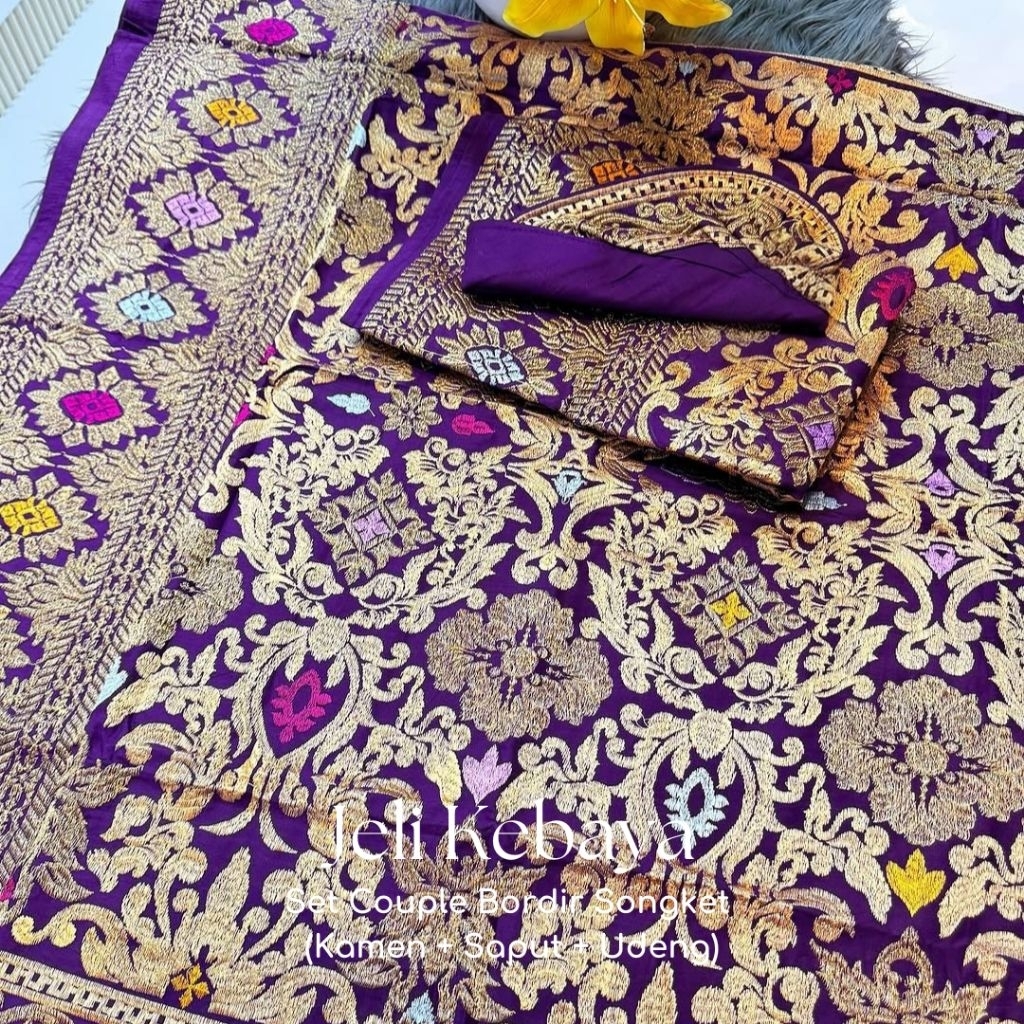 Jeli Kebaya - Set Couple Bordir Songket | Kamen Udeng Saput Set | Kamen Bordir | Kamen Songket | Set