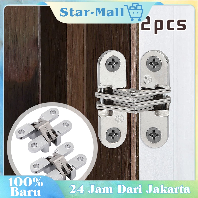 2Pcs Engsel Invisible Hinge Engsel Pintu Lipat Lemari Meja Lipat Tanam Pintu