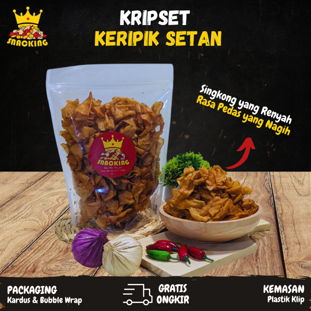 

Kripset Keripik Setan Pedas Daun Jeruk Makanan Ringan Cemilan Snack Kiloan 250gr 150gr