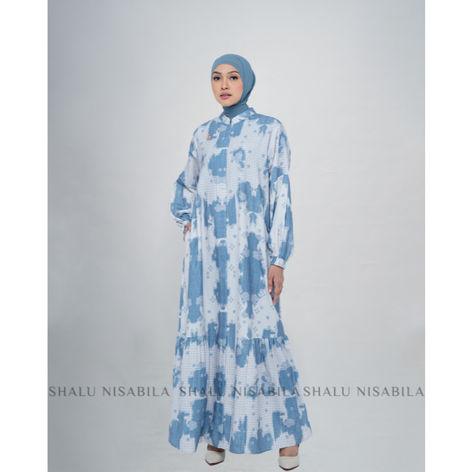 Shalu Nisabila - Velia Dress Gamis Wanita Muslimah Printing Busui & Wudhu Friendly