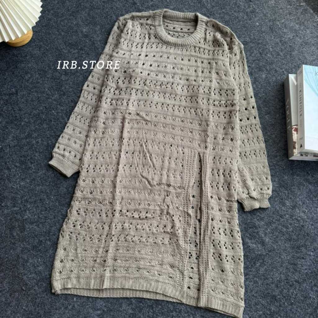 QIYARA TUNIK LONG BLADER RAJUT BELAH PINGGIR PREMIUM