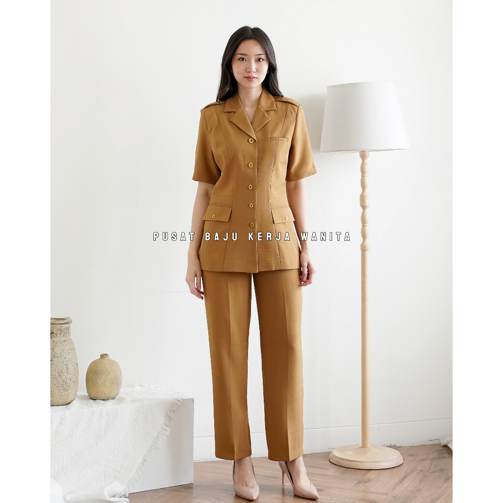 Seragam pemda wanita / Baju dinas pemda pns / Baju khaki pns asn wanita - 6605 Pemda Tua