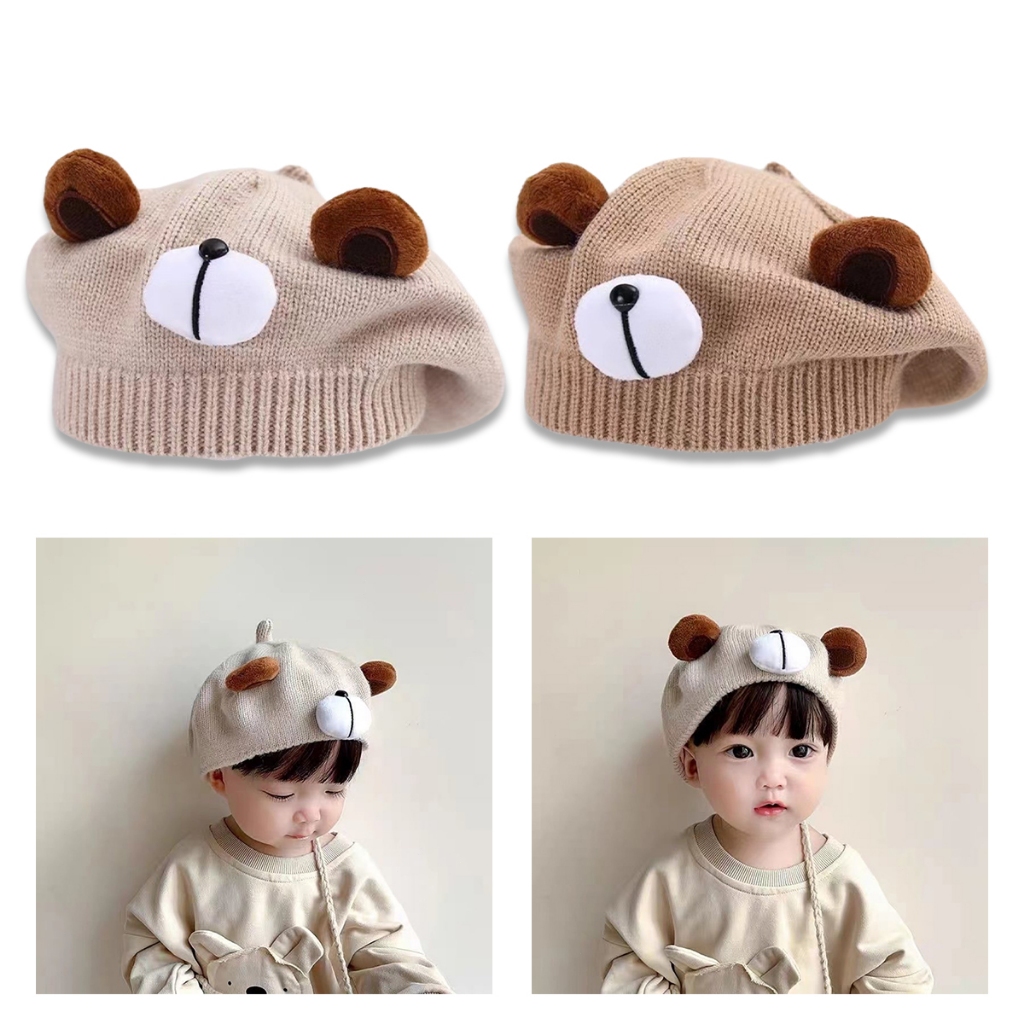 Topi Beret Bayi topi rajut anak korea topi bonet bayi perempuan topi rajut bayi laki laki 5 Bulan - 