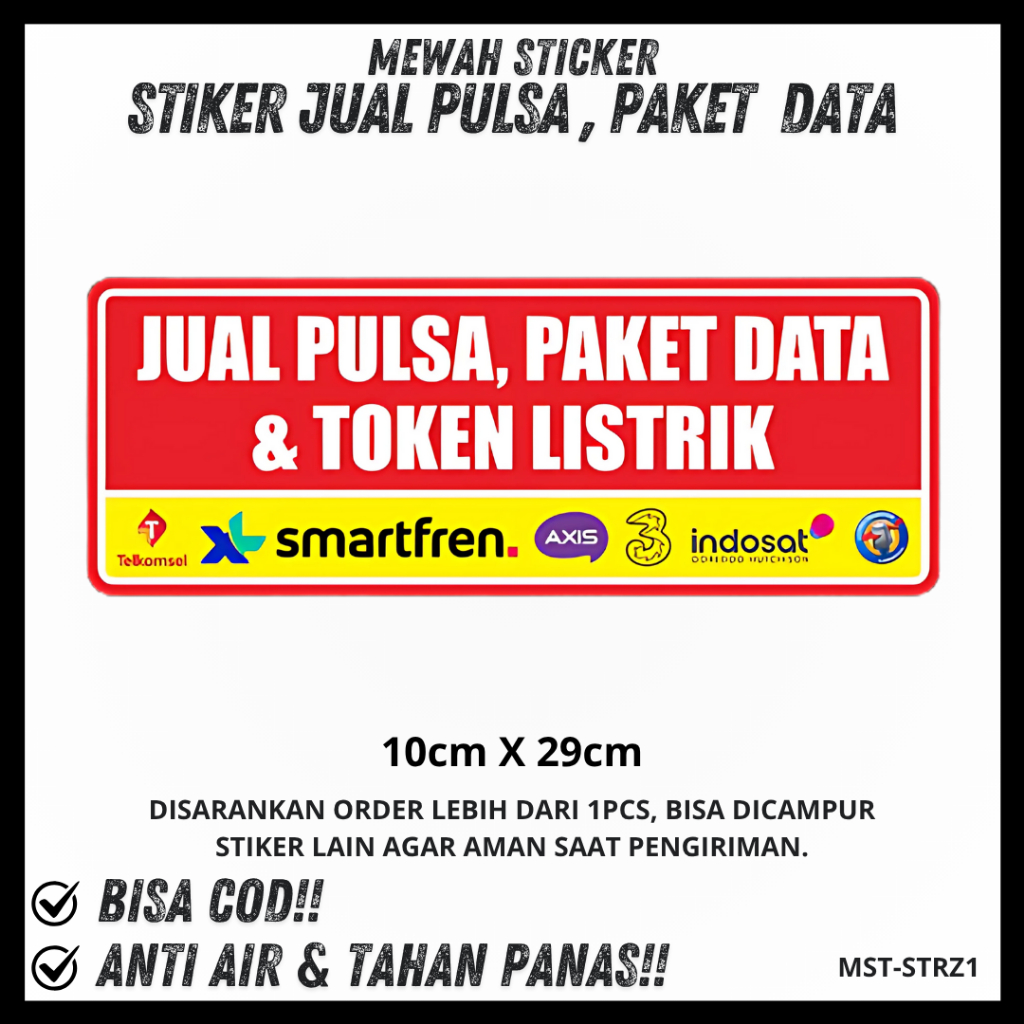 

Stiker vinyl anti air JUAL PULSA - PAKET DATA laminasi glossy