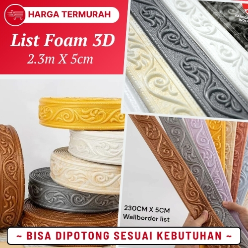 Sticker List Wallpaper Foam 3D Busa Tebal List Foam 5 Cm Hiasan Dekorasi Dinding Plafon Aesthetic