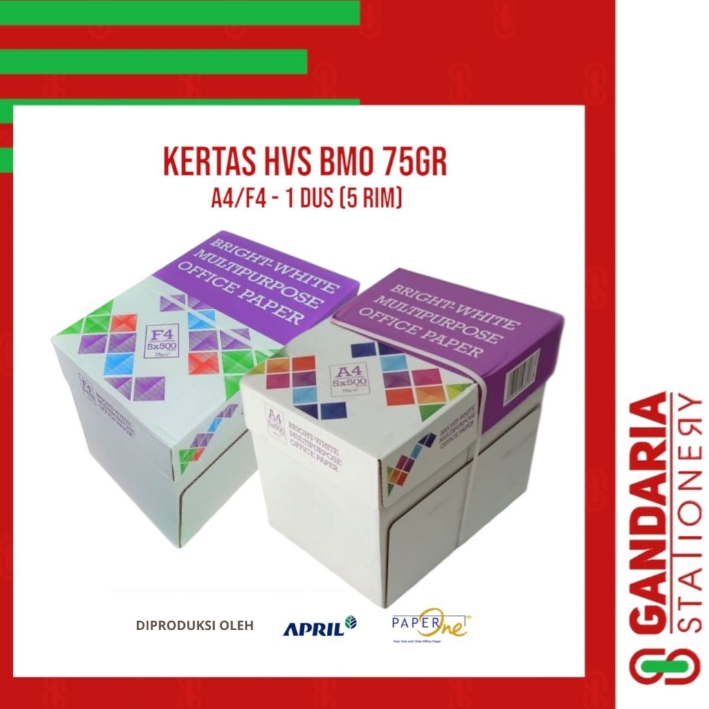 

TERMURAH KERTAS HVS BMO 75GR setara PAPERONE A4 dan F4 - 1 DUS (5 RIM)
