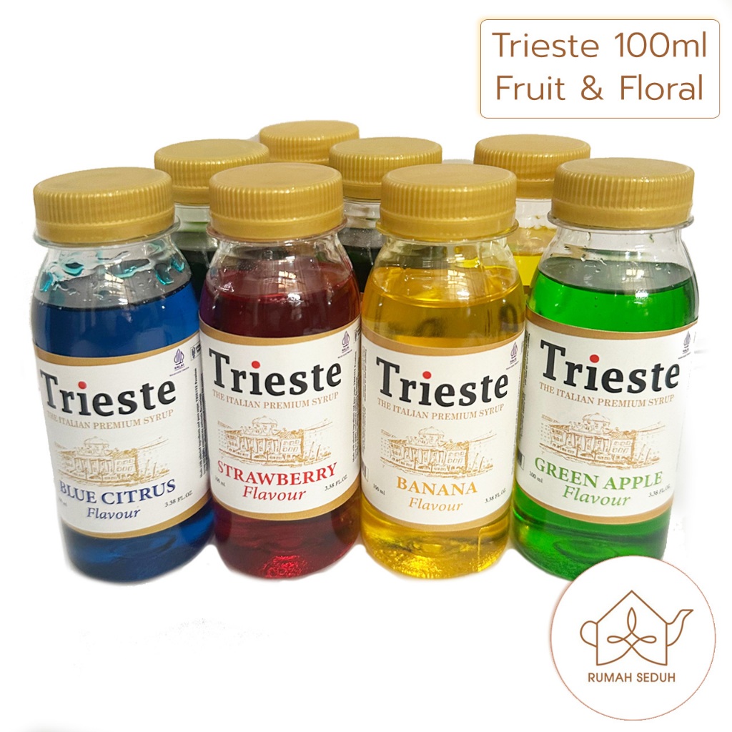 

Trieste Syrup 100mL - Tea and Mojito Syrup- Banana, Blue Curacao, Lychee, Mango, Mint, Pandan