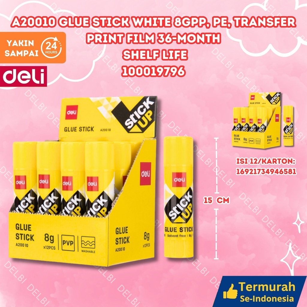 

DELI Glue Stick White Transfer print film 36-month shelf life LEM KERTAS UP