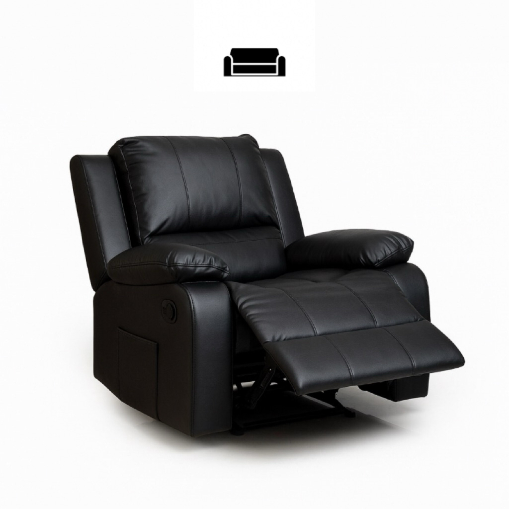 Sofa Reclining Single Seater Semi Leather - Sofa Recline/Recliner/Santai