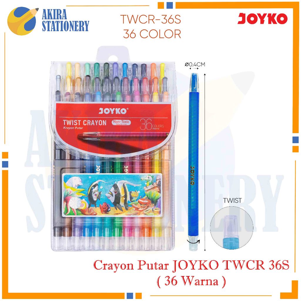 

Krayon Putar JOYKO TWCR 36 Warna Panjang / Twist Crayon Joyko TWCR-36 Long / Kerayon Minyak isi 36 Warna Diputar / Oil Pastel TWCR 36 Colours For Drawing Water Resistant ( SET )