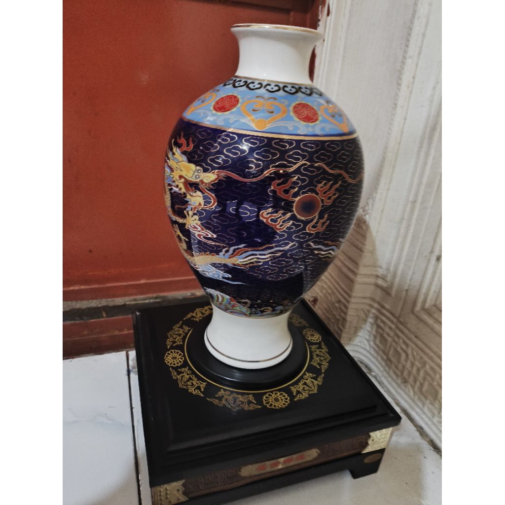 Fenghsui Guci 2 Naga 30x50cm Antik untuk kemakmuran luar biasa keberuntungan langit kekuatan besar