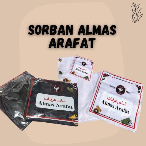 Sorban Almas Arafat Hitam Polos Persegi Surban Semagh Imamah Shawl / Sorban Haji / Sorban Imamah / S