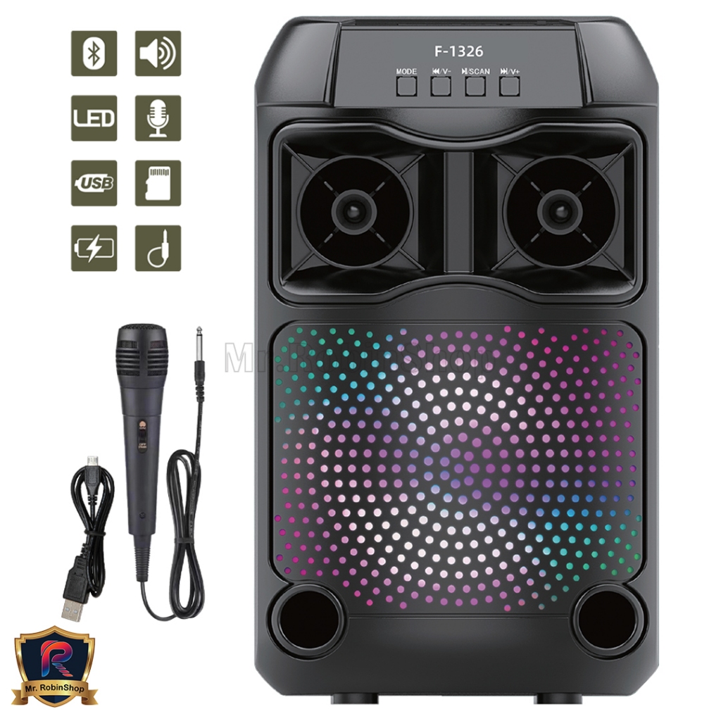 Speaker Bluetooth Portable Karaoke 3" & 5" Free Microphone Fleco  bergaransi