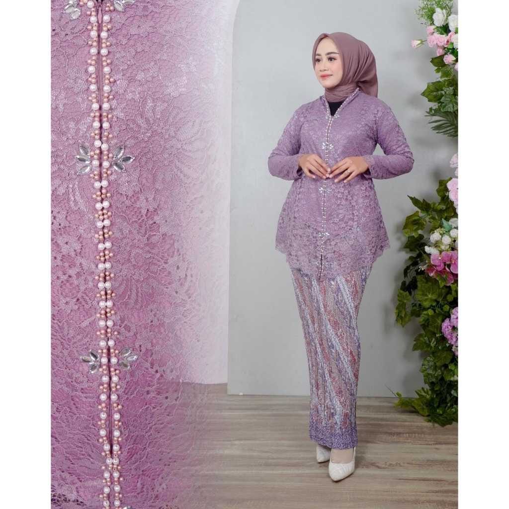 Kebaya Encim Brokat Dewasa Kebaya Payet Modern Wanita Jumbo Ld 130cm