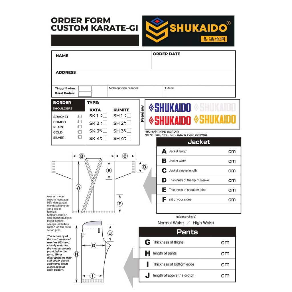 TAMBAHKAN CUSTOM UKURAN KARATEGI