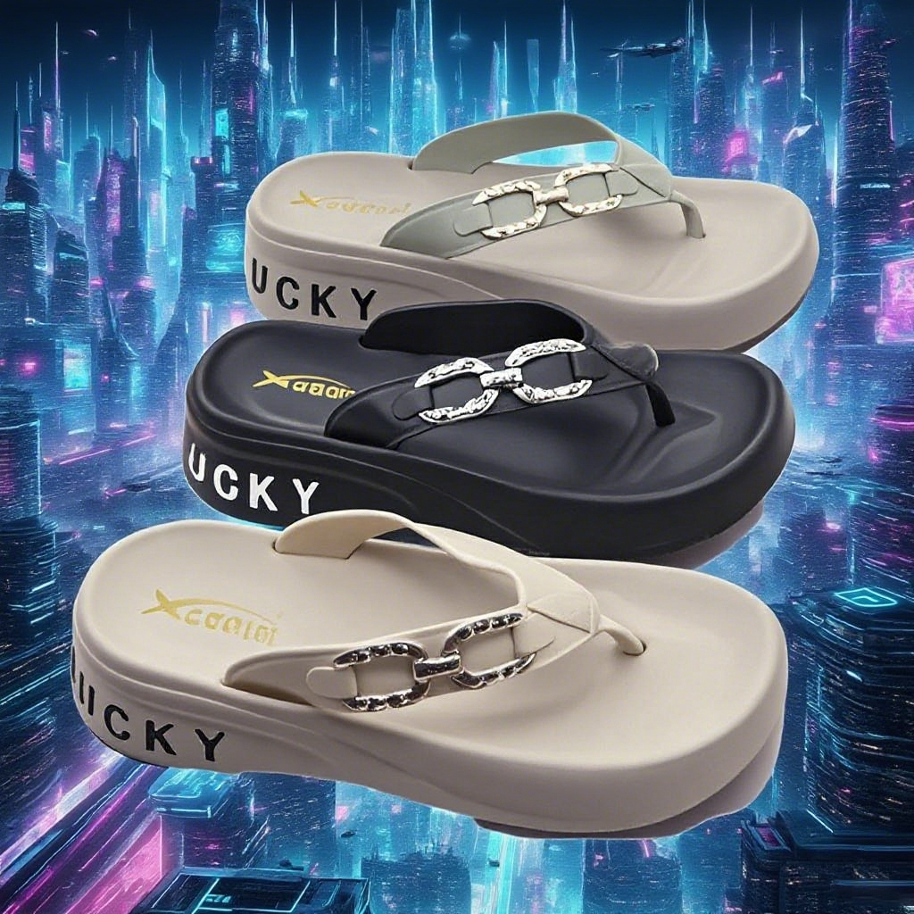 EH64 | Sandal Jepit Wedges Wanita Beruntung | Sendal Jepit Wanita Lucky | Sendal Wanita Terbaru Mode