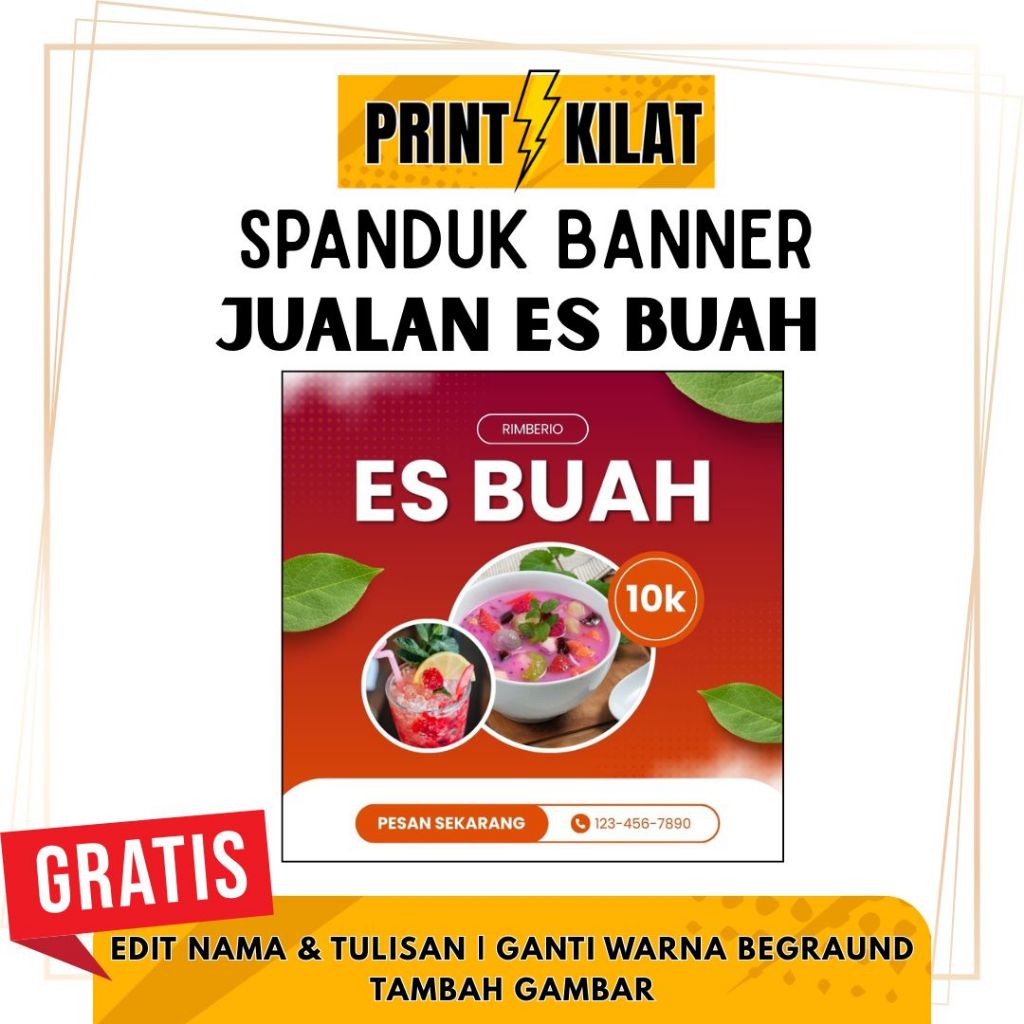 TERMURAH - SPANDUK JUALAN ES BUAH | BANNER JUALAN MINUMAN KEKINIAN