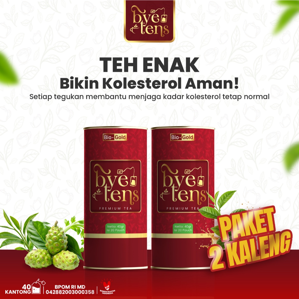 

[Package 2] Bye Tens - Teh Hijau Bantu Turunkan Kolestrol Tinggi dan Asam Urat 20 Kantong Teh Celup