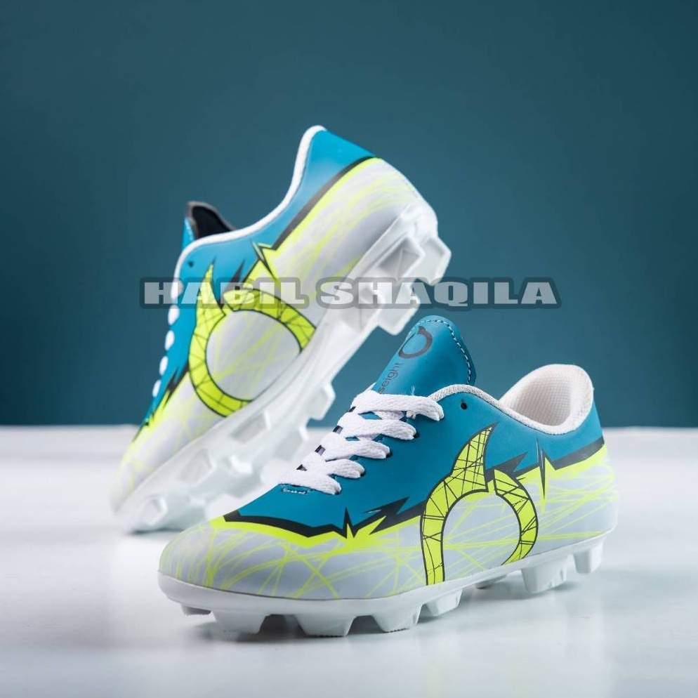KODE Y45B Sepatu Bola Anak Ortuseight Catalyst Raiden White Cyan Ultra Black Size 3338