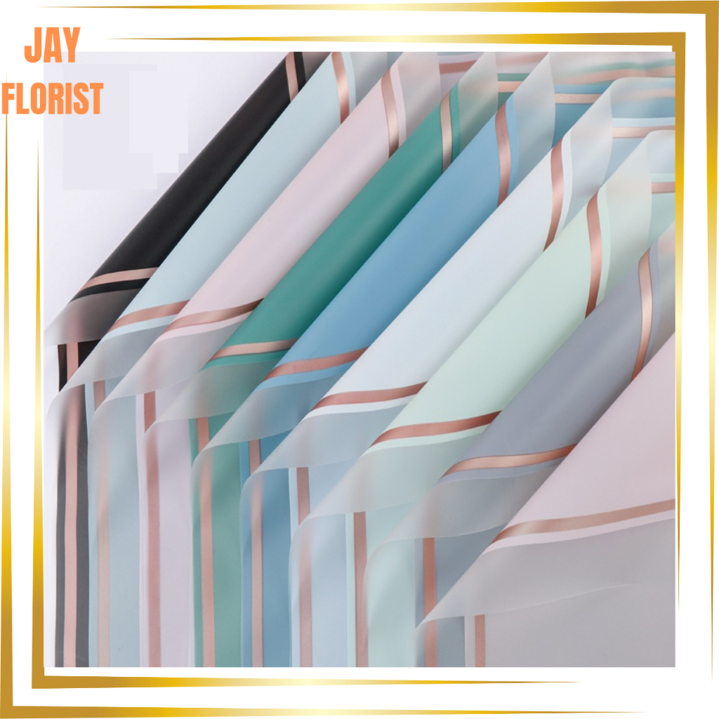 

KB6013 Kertas Buket Bunga Flower Wrapping Paper Cellophane Transparan List Gold Line Color