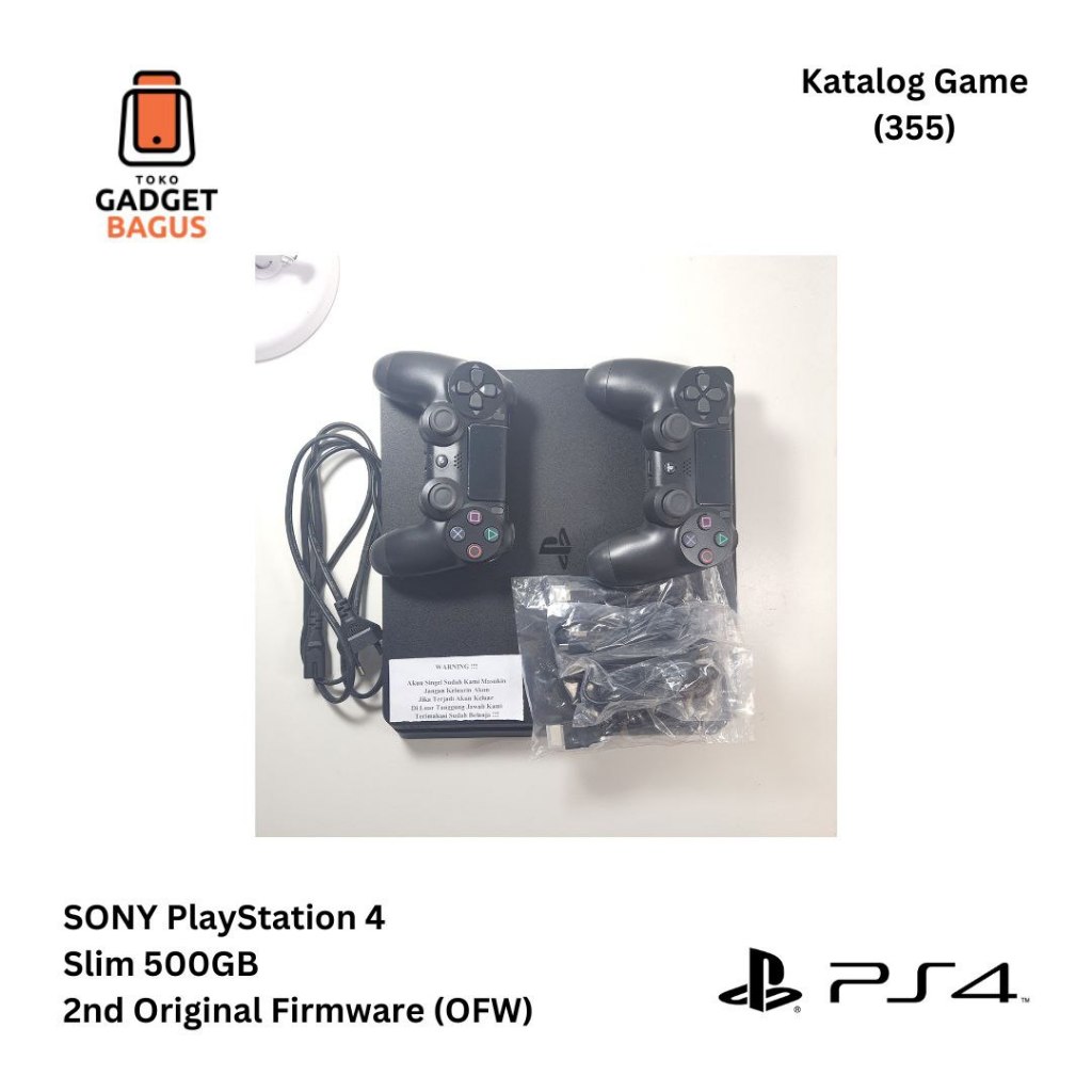 355 - SONY Playstation PS4 Slim OFW Original Firm Ware 500GB Online dan Kaset BD 2nd 2 Stik Bonus Ak