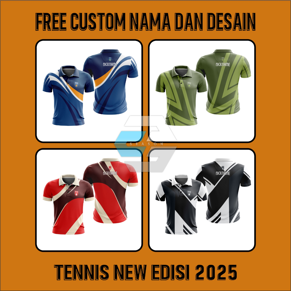 Baju Kaos Polo Wangki Olahraga Tennis Bola Tenis Meja EDISI 2025 ART 1-4 Custom Printing