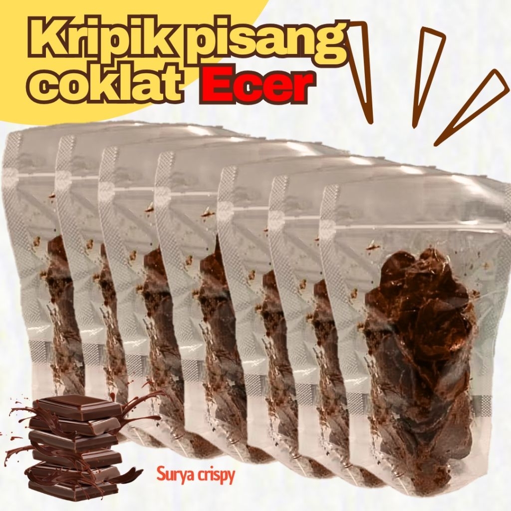 

Kripik pisang coklat kemasan kecil 60gr 100gr 250gr Ecer kemasan reseller