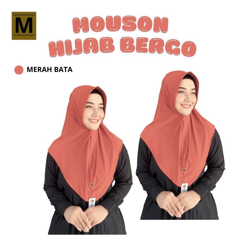 Mouson Hijab Merah Bata Bergo Hamidah Jersey Premium Daily Hijab