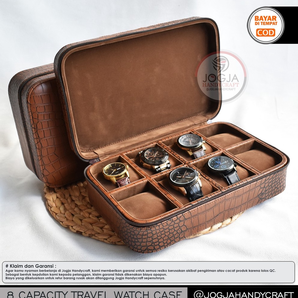 KODE F15T 8 Slots PREMIUM Travel Watch Box Jumbo  Tempat Jam tangan  Kotak Jam Tangan  Watch Case