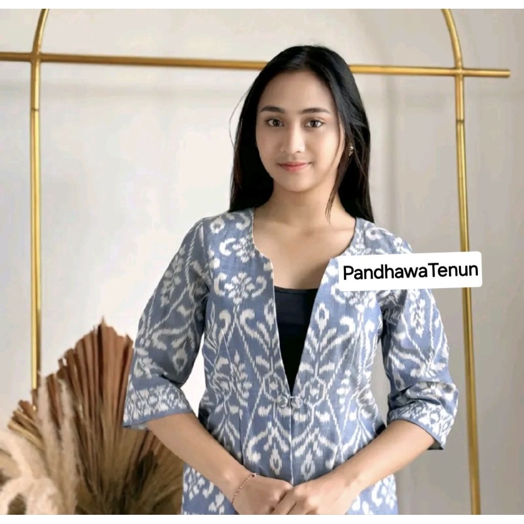 Blazer Tenun Endek Csm Bali - Outer Tenun Endek - Baju Kantor Tenun Murah