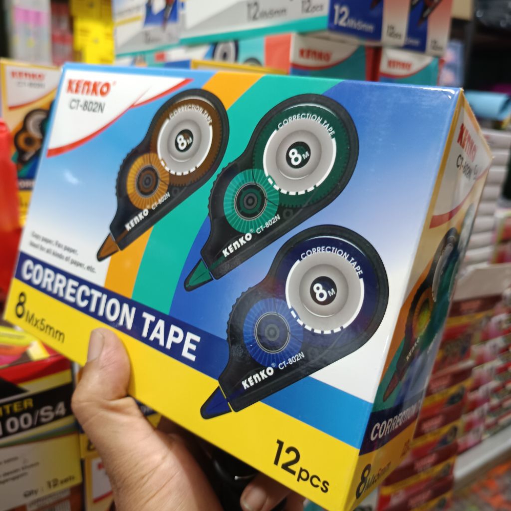 

D3W! 1 Box Correction Tape 8 & 12 Meter JOYKO Kenko Isi 12 Pcs