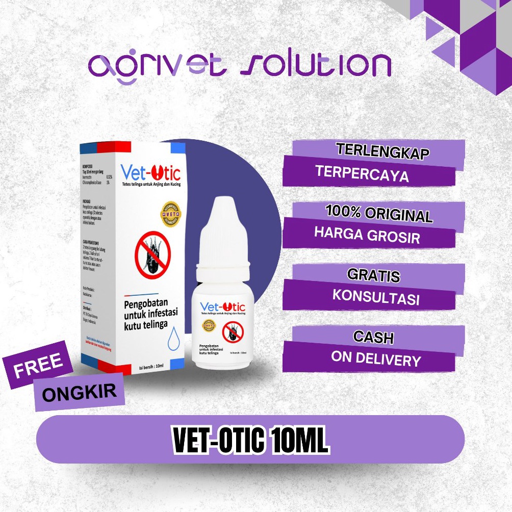 KODE J19L VET OTIC 1 ml ORIGINAL  Earmites Kutu Telinga Kucing Anjing Obat Vet Otic Rekomendasi Dokt