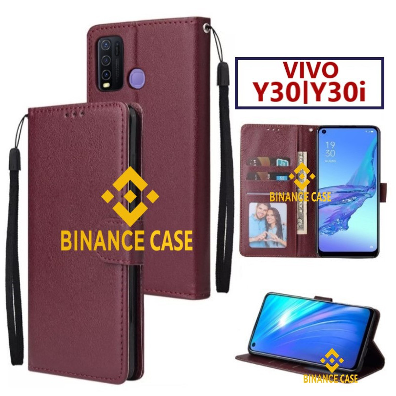LEATHER FLIP CASE VIVO Y30 Y30i CASE KULIT FLIP WALLET LEATHER KULIT PREMIUM SARUNG BUKA TUTUP KESIN