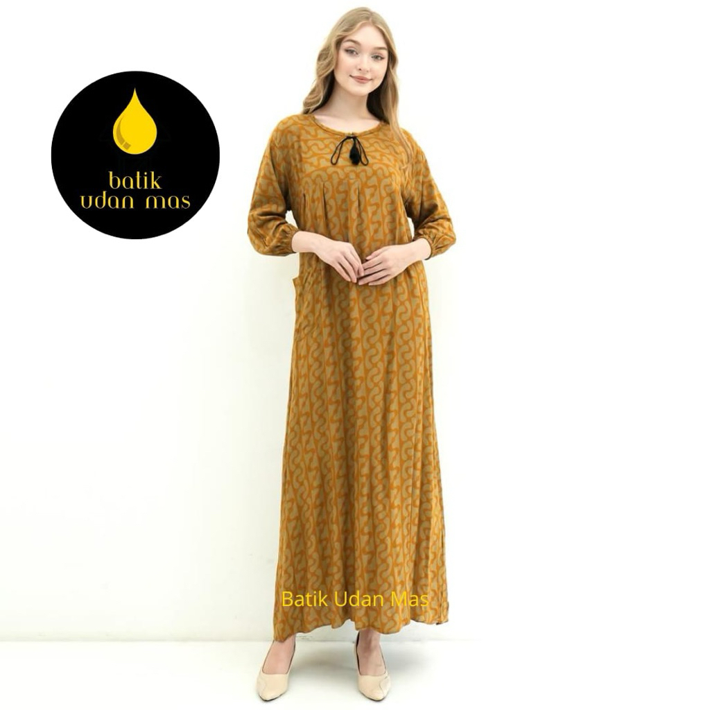 Batik udan mas-Dress Valeria Bahan Rayon premium/Gamis Valeria Kekinian/Dress Jumbo Oversize Midi-Na