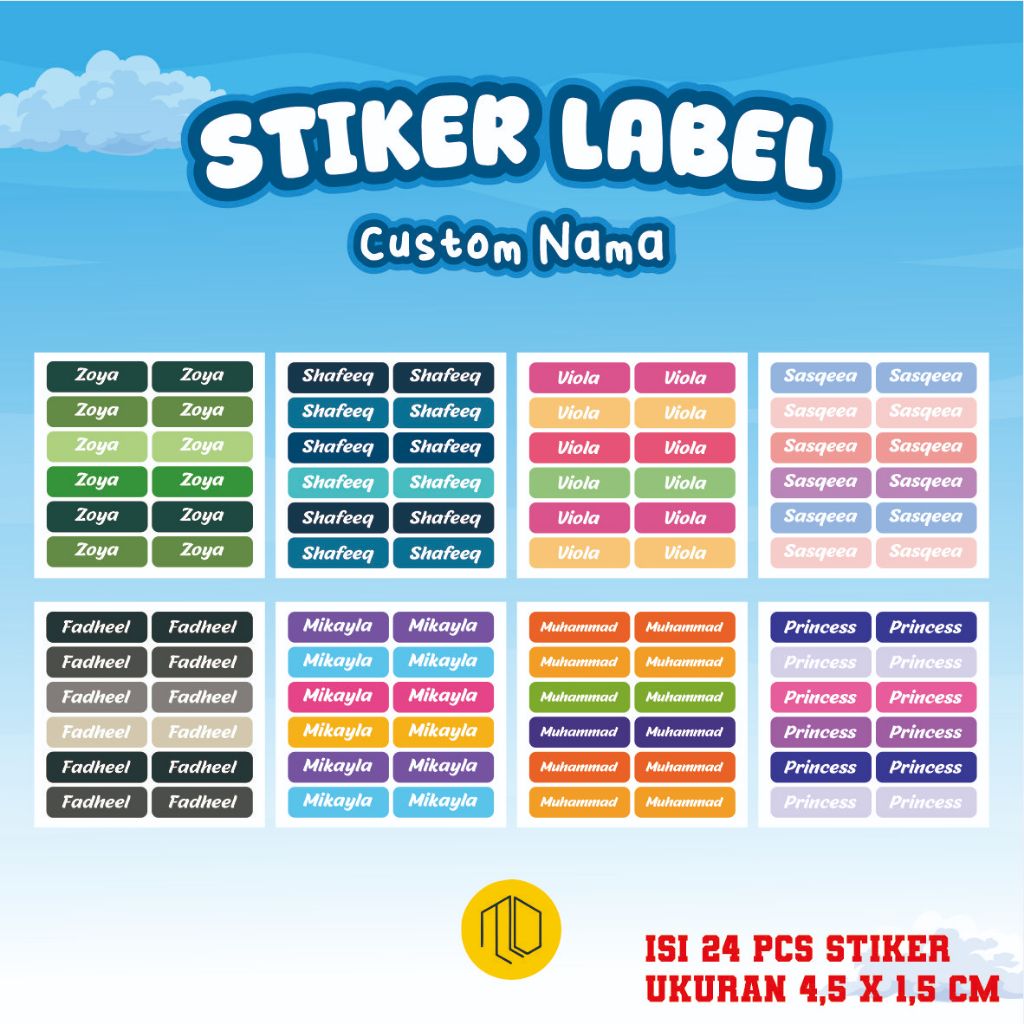 

STIKER NAMA UKURAN SEDANG ISI 24 PCS POLOS - STICKER NAMA - STIKER BARANG BUKU PENSIL BOTOL MINUM STICKER TEMPAT MAKAN - STIKER LABEL NAMA ANAK UNTUK PENSIL DAN BARANG - STIKER NAMA WATERPROOF - STIKER NAMA RAINBOW
