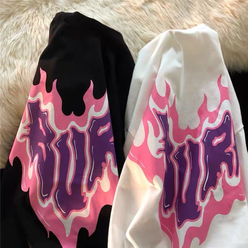 Kaos unised love burn korean baju wanita style korean Atasan Cewek cowok streetwear lovers pink bisa