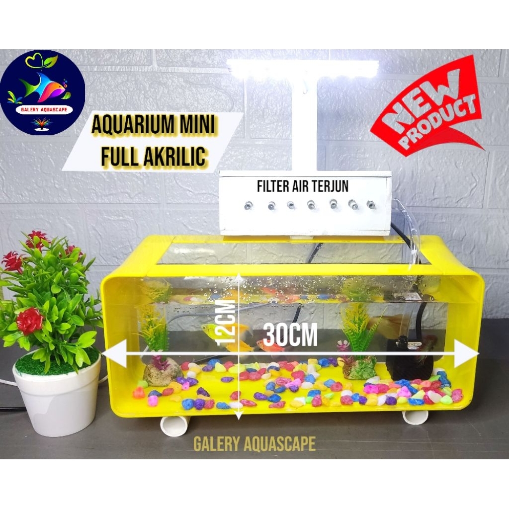 Aquarium akrilik aestetic aquarium ikan 30 x 12 cm