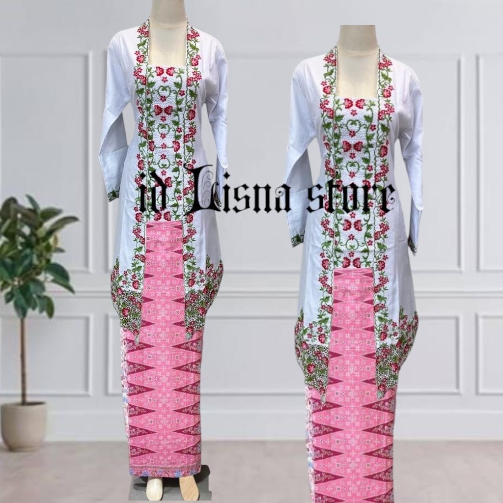 Kebaya Encim Tunik Model Kutu Baru Sulam Bordir Warna Lengan Panjang