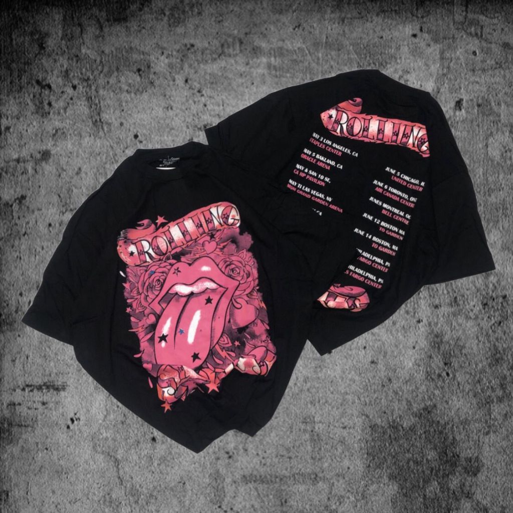 Baju Kaos P&B Oversize Rolling Stone - T Shirt Band Vintage Rolling Stone Black 20s