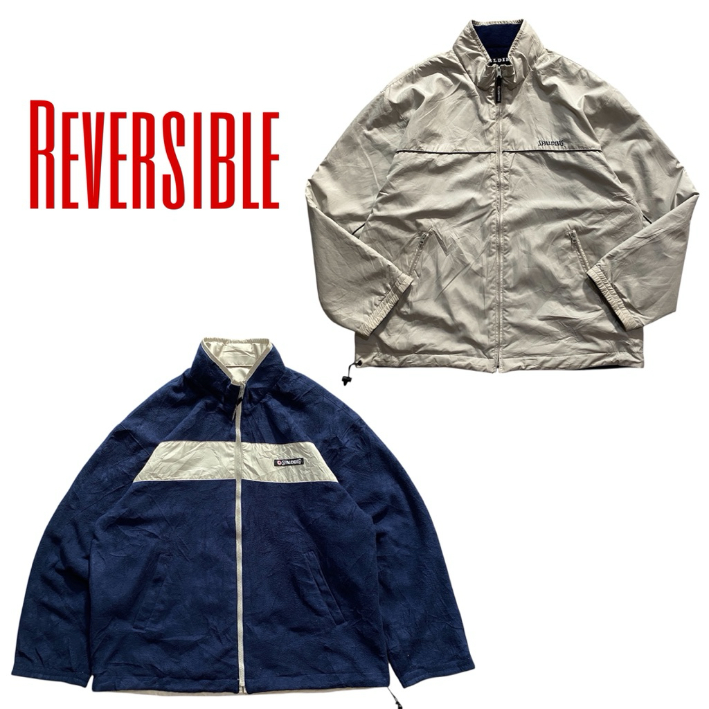 REVERSIBLE SPALDING windbreaker jacket fleece jacket